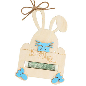Porte-cartes créatif en bois de Pâques, lapin de Pâques populaire transfrontalier, avec étiquette de panier - Product Image 1