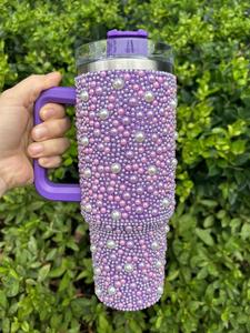 Gobelets en perles colorées personnalisées en acier inoxydable de 40oz Tasses de voyage en perles bling Cadeaux pour elle Premium pour tasses - Product Image 3