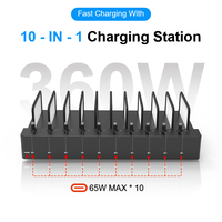 Support de bureau portable pour ordinateur portable, station de charge USB 10 ports, armoire de charge intelligente pour téléphone portable et Chromebook pour le bureau