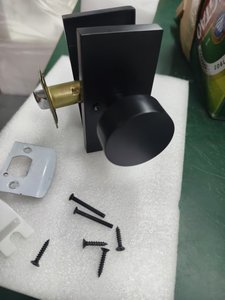 Sự riêng tư vàng và màu đen núm cửa nội thất, satin đồng và Matt màu đen tay nắm cửa với khóa, hiện đại Vòng - Product Image 6