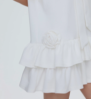 Robe décontractée d'été à fleurs pour femmes, chemise plissée et ample, manches courtes bouffantes, ligne A, mini, respirante, élégante, bureau, fête