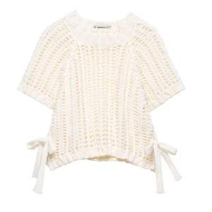 เสื้อสเวตเตอร์ผู้หญิง แขนสั้น ผ้าโพลีเอสเตอร์ ระบายอากาศ สไตล์วินเทจ แฟชั่น ทันสมัย ลำลอง ดีไซน์เข็มเย็บด้านข้าง สำหรับฤดูใบไม้ร่วง - Product Image 2