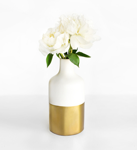 Luxury White and Gold-dipped Bouquet Cylinder Tall Ceramic Hydroponics Flower <strong>Vase</strong> <strong>for</strong> Centerpiece Wedding Decor - Product Image 5