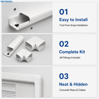RETEKOOL Conduit de ventilation commercial en plastique pour climatiseur, écologique, durable, épaisseur 2,0 mm, installation facile, montage mural