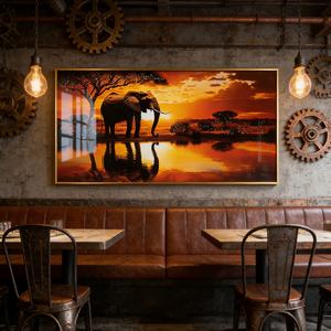 Pintura de Porcelana Cristalina con Diseño de Elefante Dorado y Paisaje, Impresión HD, Decoración para el Hogar, Arte de Pared para Sala de Estar, Venta al Por Mayor - Product Image 3