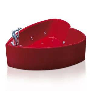 定制独立式亚克力红色心形浴缸