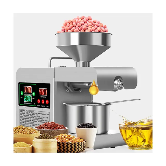 2023 Hot Selling Stainless Steel Small Automatic Cold Pressed Almond Soybean Peanut Oil Oil Press Household