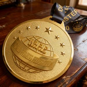 Médaille de fitness et de musculation personnalisée de haute qualité, grande médaille ronde argentée de 8 pouces, vente en gros du fabricant - Product Image 1