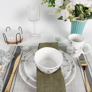 Commercial Marble White Ceramic <b>Dinnerware</b> <b>Set</b> Chip-Resistant & Dishwasher Safe BPA Free FDA/CE Certified <b>for</b> Restaurants - Product Image 3