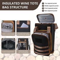 Sac isotherme tactique pour deux bouteilles de vin avec compartiment sécurisé, sac isotherme portable pour le voyage et les pique-niques