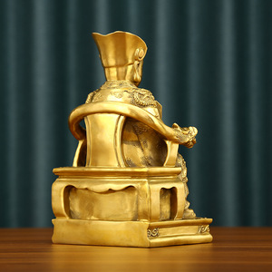 Figura de Dios de la Fortuna en Latón, Estatua Sentada de 12 Pulgadas, Dios de la Riqueza, Adorno Tradicional para el Hogar, Oficina o Escritorio - Product Image 4