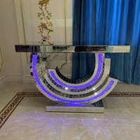Table console moderne de luxe avec lumière LED en diamant écrasé, meuble de couloir à miroir très vendu pour le salon, décoration de la maison