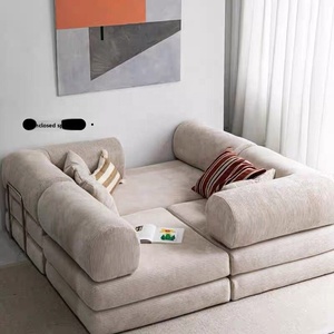 Canapé-<span class=keywords><strong>lit</strong></span> vintage en velours côtelé en forme de L, double usage, pliable, modulaire, <span class=keywords><strong>pour</strong></span> salon, amovible, lavable, gonflable, en acier inoxydable - Product Image 3