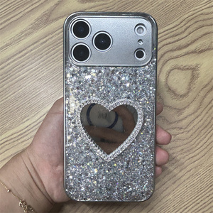 Glitter Love Mirror Luxury Gradient Custom Plating Woman Lady Phone Case Cover para <span class=keywords><strong>Iphone</strong></span> 17 16 15 <span class=keywords><strong>14</strong></span> <span class=keywords><strong>13</strong></span> 12 11 Pro Max Plus - Product Image 5