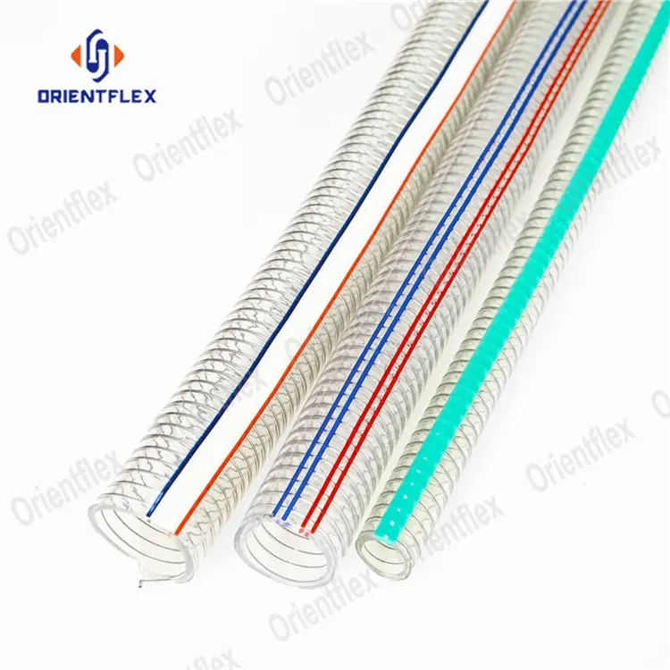 pvc clear spiral steel wire reinforced food grade spring transparent water pump duty water discharge hose pipe