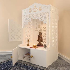 Wooden Home Temple with Door MDF Pooja <strong>Mandir</strong> with Drawer for Home, Office DIY Floor Standing <strong>Mandir</strong> - Product Image 1