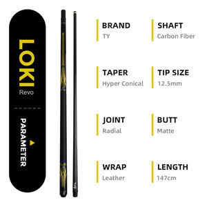 Queue de billard TY Loki Revo 2nd Gen en fibre de carbone 12.5mm cuir Wrap Radial Joint Taco De Billar Extension Queue de billard - Product Image 6