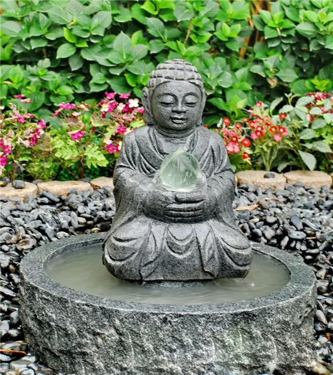 Ourdoor гранитный светодиодный свет хрустальный шар рок ручная резьба камень Будда вода сад фонтан статуя для двора Ландшафтный Декор