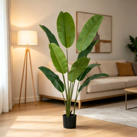 JOLAMIRA Plante Artificielle Bananier du Voyageur, Arbre d'Intérieur de Luxe Léger pour Salon, Grand Modèle Nordique Durable en PE+Fer, Multi-pièces