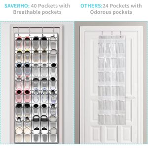 Organizador de Zapatos de 40 Bolsillos, de Una Sola Capa, Tipo Gancho, para Colgar en la Puerta, Plegable, Portátil, Diseño Rectangular - Product Image 5
