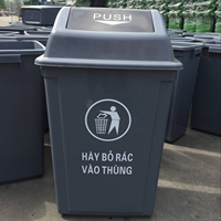 Poubelle à bascule rectangulaire en plastique de 60 L, poubelle à déchets