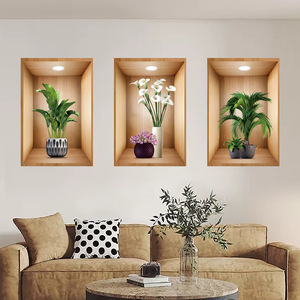 Decorazione della casa autoadesiva 3d vaso verde pianta vaso adesivo <span class=keywords><strong>da</strong></span> <span class=keywords><strong>parete</strong></span> <span class=keywords><strong>fiori</strong></span> carta <span class=keywords><strong>da</strong></span> parati - Product Image 4