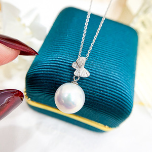 Colgante de Plata S925 Estilo Mariposa para DIY, Collar Vacío con Cuentas Redondas de 9-12mm, Accesorios para Perlas 30782 - Product Image 3