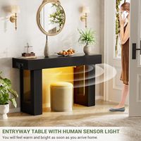 Console d'entrée noire de 47 pouces avec lumière à détecteur de mouvement et prise USB