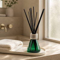 Diffuseur de parfum d'ambiance en verre de 100 ml avec bouchon texturé vert pour la maison, le bureau, la chambre et la salle de bain