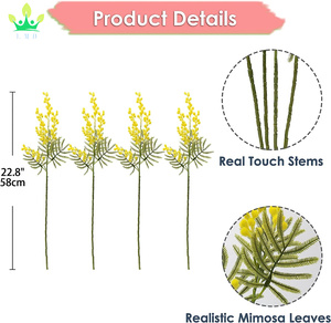 Flores amarillas artificiales <span class=keywords><strong>de</strong></span> <span class=keywords><strong>Acacia</strong></span> Mimosa para decoración del hogar, <span class=keywords><strong>flor</strong></span> <span class=keywords><strong>amarilla</strong></span> <span class=keywords><strong>de</strong></span> <span class=keywords><strong>Acacia</strong></span> Mimosa para interiores y exteriores - Product Image 6