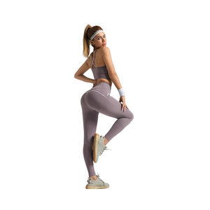 Vêtements d'exercice de taille élastique respirants avec style de soutien-gorge Leggings de fitness minces à haute élasticité - Product Image 3