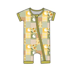 Piyama Pendek Anak Gaya Kasual Motif Bunga Custom Kerah Bulat Resleting Bahan Bambu untuk Anak Laki-laki dan Perempuan - Product Image 1