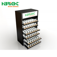Armoire de présentation de cigarettes en métal robuste à plusieurs niveaux, noire, sur mesure, pour supermarché, magasin de proximité