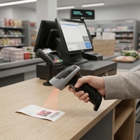 Lector de Códigos QR 1D 2D Inalámbrico Portátil Profesional de Uso Comercial N1200 OEM ODM, Escáner de Códigos de Barras con Interfaz COM