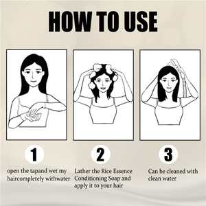 Shampoing solide au riz naturel fait à la main, 98g, formule concentrée, unisexe, nettoyage doux, hydratant - Product Image 3