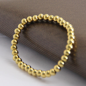 European American Style Stainless Steel 6Mm <b>Gold</b> Round <b>Bead</b> Elastic <b>Bracelet</b> For Women Gift Jewelry - Product Image 3