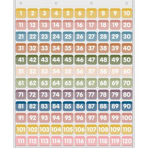 Tabla de Cien Números con 120 Bolsillos, 135 Tarjetas Numéricas de Doble Cara, Herramienta de Aprendizaje de Matemáticas para Niños, Uso en el Aula y en Casa - Product Image 1
