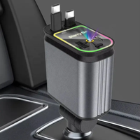 Chargeur de voiture rétractable tout-en-un ignifuge 120W PD/QC3.0 à charge rapide avec ports USB-C et USB intégrés pour montre connectée et ordinateur portable