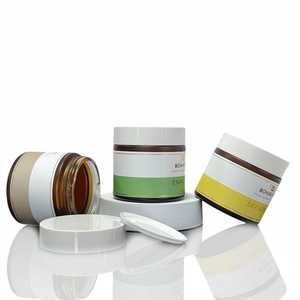 Custom Label Eco Friendly 50ml Skincare Cream Packaging <b>Jar</b> Luxury Frosted <b>Empty</b> Refillable Round Glass Cosmetic <b>Jar</b> with Lid - Product Image 3