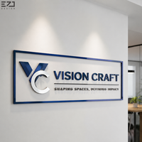 Papan Nama Huruf Akrilik Kristal Custom EZD, Logo 3D, Papan Nama Dinding, Papan Nama Cermin Emas untuk Toko Perhiasan, Salon Kecantikan, Kantor