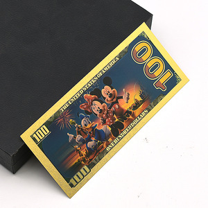 Ensemble de billets de banque en feuille d'or sur le thème de la souris de dessin animé classique, plaqué or 24 carats, carte de vœux souvenir en PVC étanche, cadeau fantaisie pour collection - Product Image 3