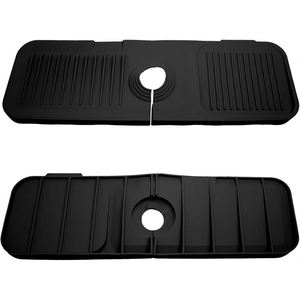 Tapis de protection en silicone noir pour robinet avec trou de drainage et support pour éponge - Product Image 2