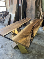 Table basse de mode table en résine meubles de maison en bois de noyer dalle en bois massif de conception spéciale salle à manger Tables de rivière en résine époxy