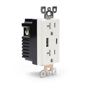 Fast Charging Flameproof Pc Wall Receptacle And 2 Type C Usb Charger Tamper Resistant Wall Socket Outlet