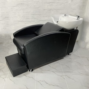 Modern Hairdresser Shampoo Recliner With High-Grade Ceramic Basin Metal Flushing <b>Bed</b> for Salon or Barber Shop Factory Direct - Product Image 1