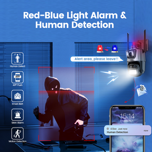 Cámara Domo CCTV con Triple Lente y Zoom Óptico 8x, Seguimiento Automático, Alarma con Enlace, Visión Nocturna Inalámbrica <span class=keywords><strong>PTZ</strong></span>, Nube <span class=keywords><strong>ICSEE</strong></span>, Wifi, Color - Product Image 4