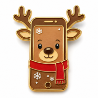 Broche personnalisée en forme de téléphone, épinglette de Noël festive, badge métallique de Père Noël, cadeau OEM, épinglette émaillée de Noël en gros