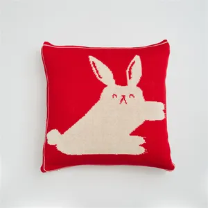 Desenhos animados bonito engraçado coelho padrão 100% algodão malha travesseiro capa de almofada para decoração Home TTT