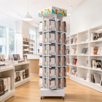Étagère de présentation rotative en métal personnalisée et moderne pour bibliothèque, librairie, pour le rangement de carnets, magazines, livres, brochures, cartes postales, documents