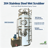 Tour de pulvérisation personnalisable en acier inoxydable 304, épurateur humide pour système de purification des fumées acides et des gaz résiduels industriels